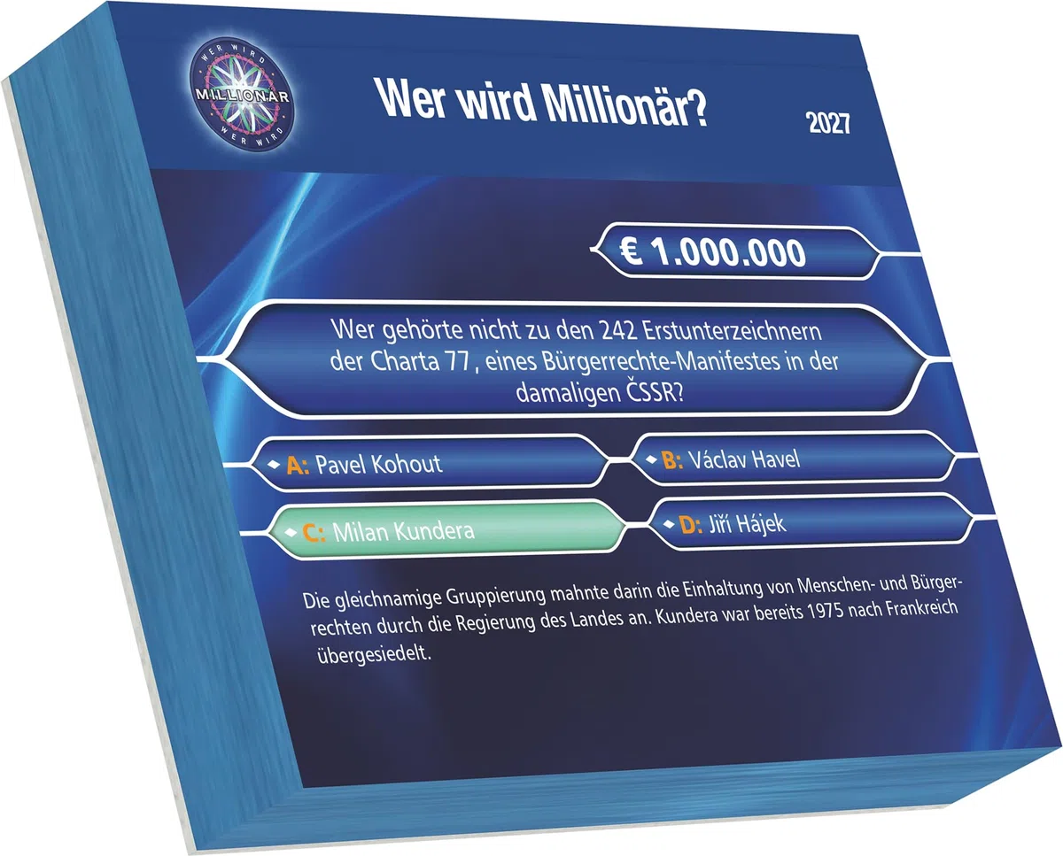 Wer wird Millionär 2027: Tagesabreißkalender 15x12 cm mit 313 Quizfragen und Rätseln, mit Originalfragen aus der RTL-Sendung