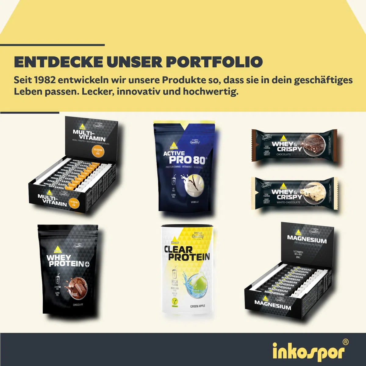 inkospor WHEY PROTEIN + Eiweißpulver aus Whey und Casein für einen extra cremigen Protein Shake, 24g Eiweiß pro Portion, Vanille Geschmack