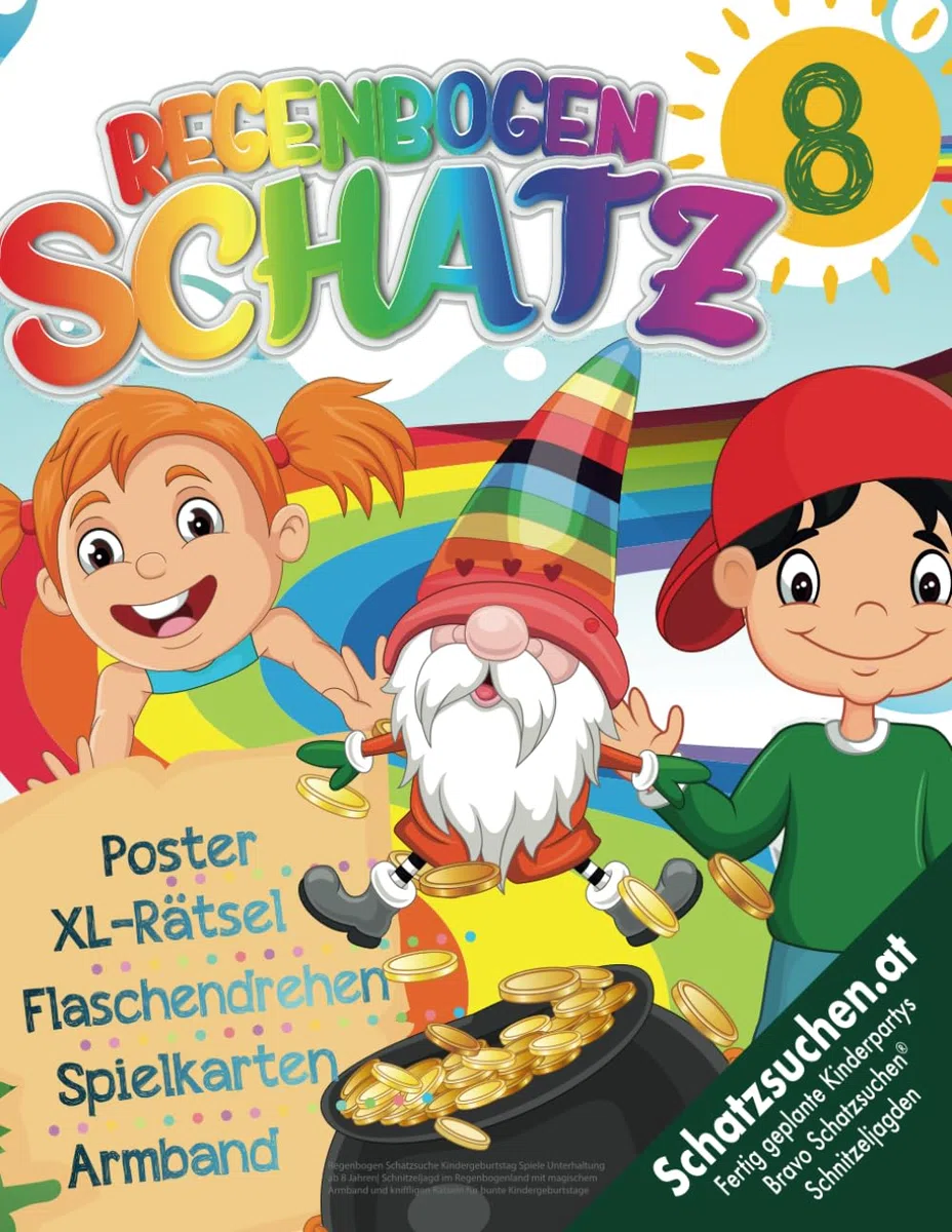 Regenbogen Schatzsuche Kindergeburtstag Spiele Unterhaltung ab 8 Jahren: Schnitzeljagd im Regenbogenland mit magischem Armband und kniffligen Rätseln für bunte Kindergeburtstage (Bravo Schatzsuche)
