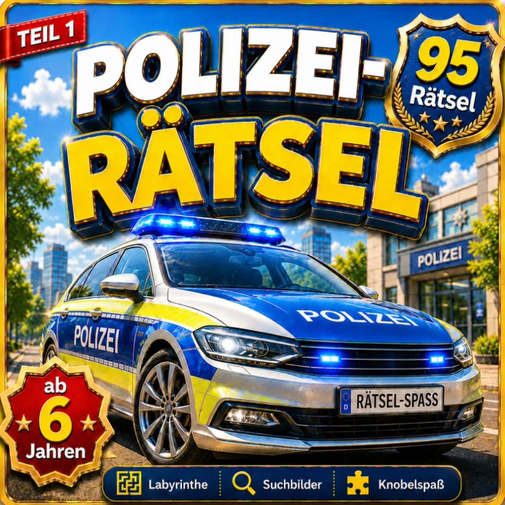 POLIZEI RÄTSEL AB 6 JAHREN – Spielend Konzentration und Logik trainieren: Spannende LABYRINTHE, SUCHBILDER und LOGIKAUFGABEN für Vorschule, ... – ACTIVITY BOOK ideal für Jungen und Mädchen.