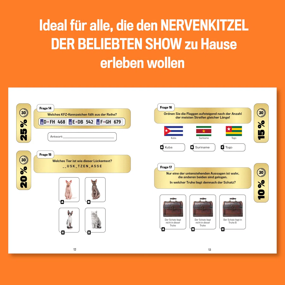 Das 1% Quiz – Wie clever bist du? Das offizielle Buch zur Show: Mit den 400 besten Aufgaben aus der Sendung. Hier musst du um die Ecke denken!