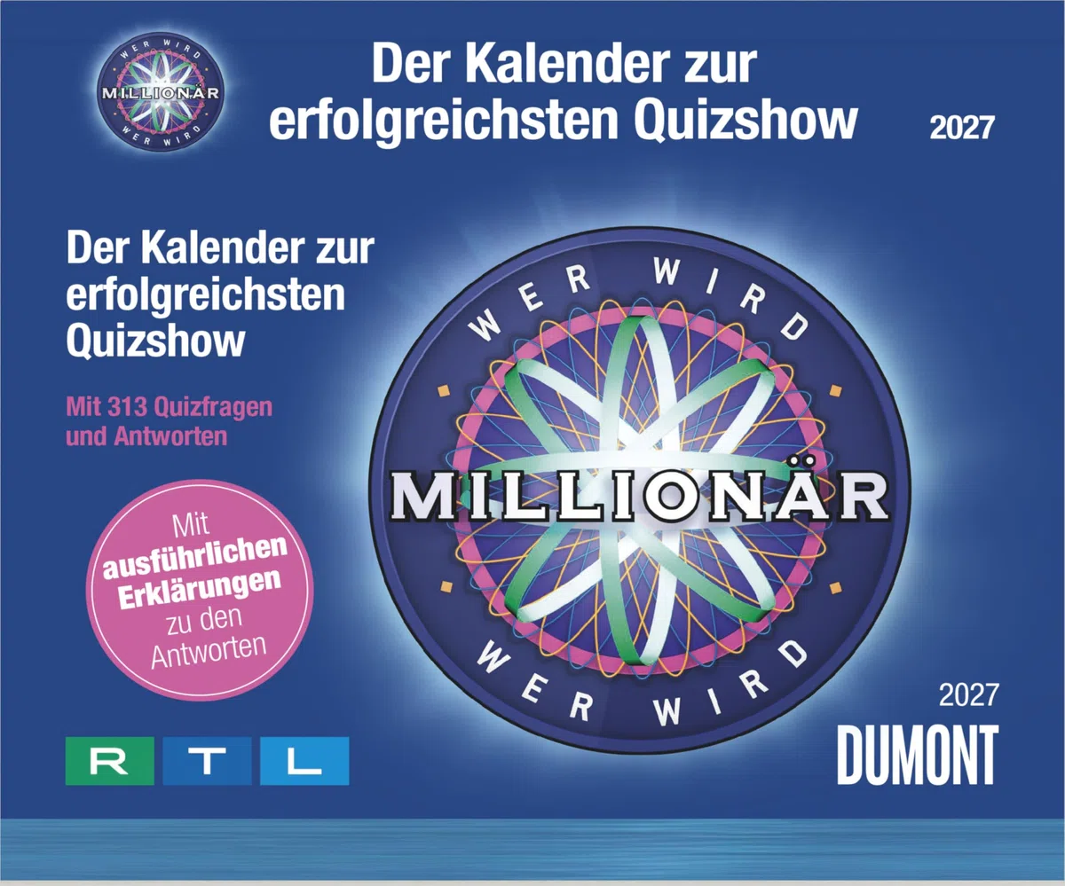 Wer wird Millionär 2027: Tagesabreißkalender 15x12 cm mit 313 Quizfragen und Rätseln, mit Originalfragen aus der RTL-Sendung