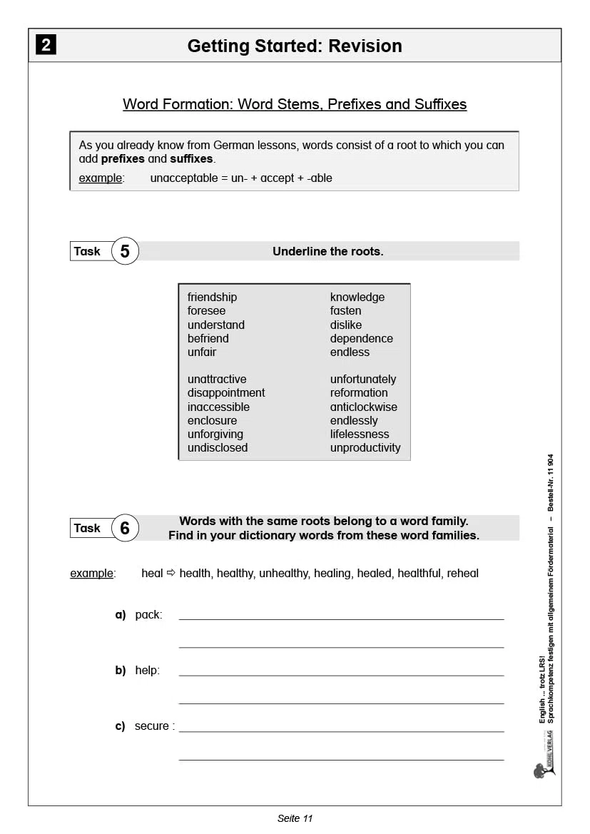 Englisch LRS Förderung Sekundarstufe Klasse 7 8 9 10 11 12 13 Legasthenie | Grammatik Wortschatz Rechtschreibung Sprachkompetenz ... Allgemeines Fördermaterial, besonders für LRS