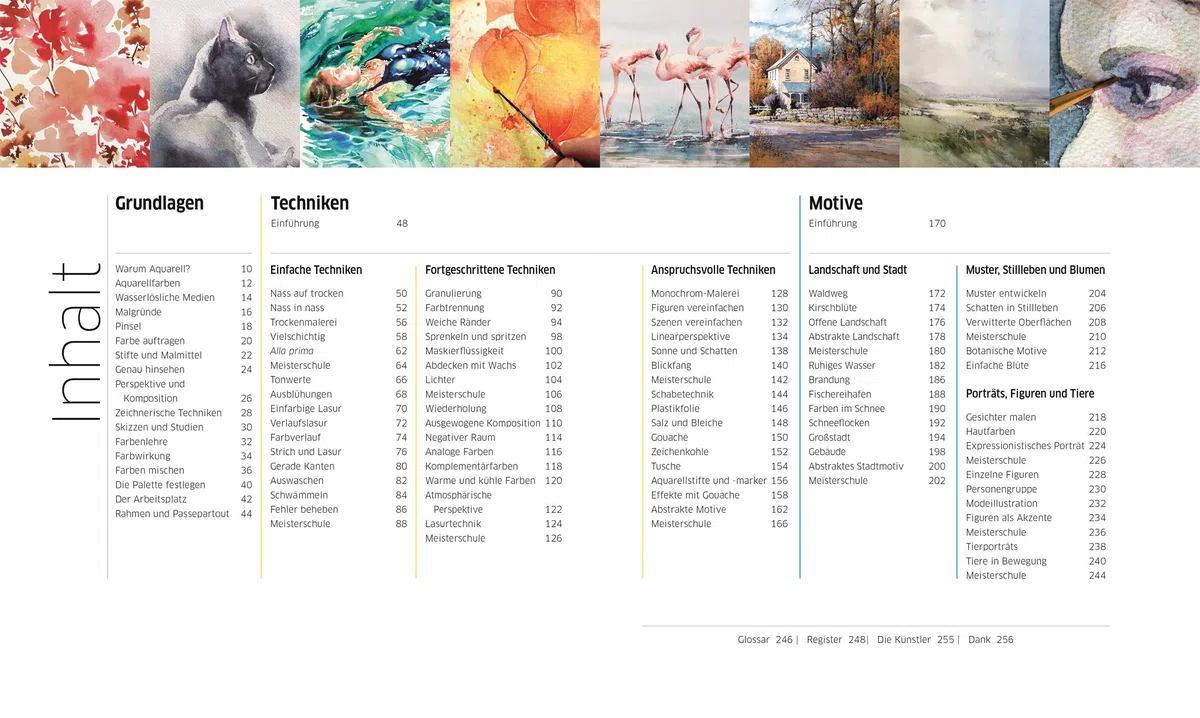 Meisterschule Aquarell: Materialien, Motive, Stile. Alle Techniken Schritt für Schritt