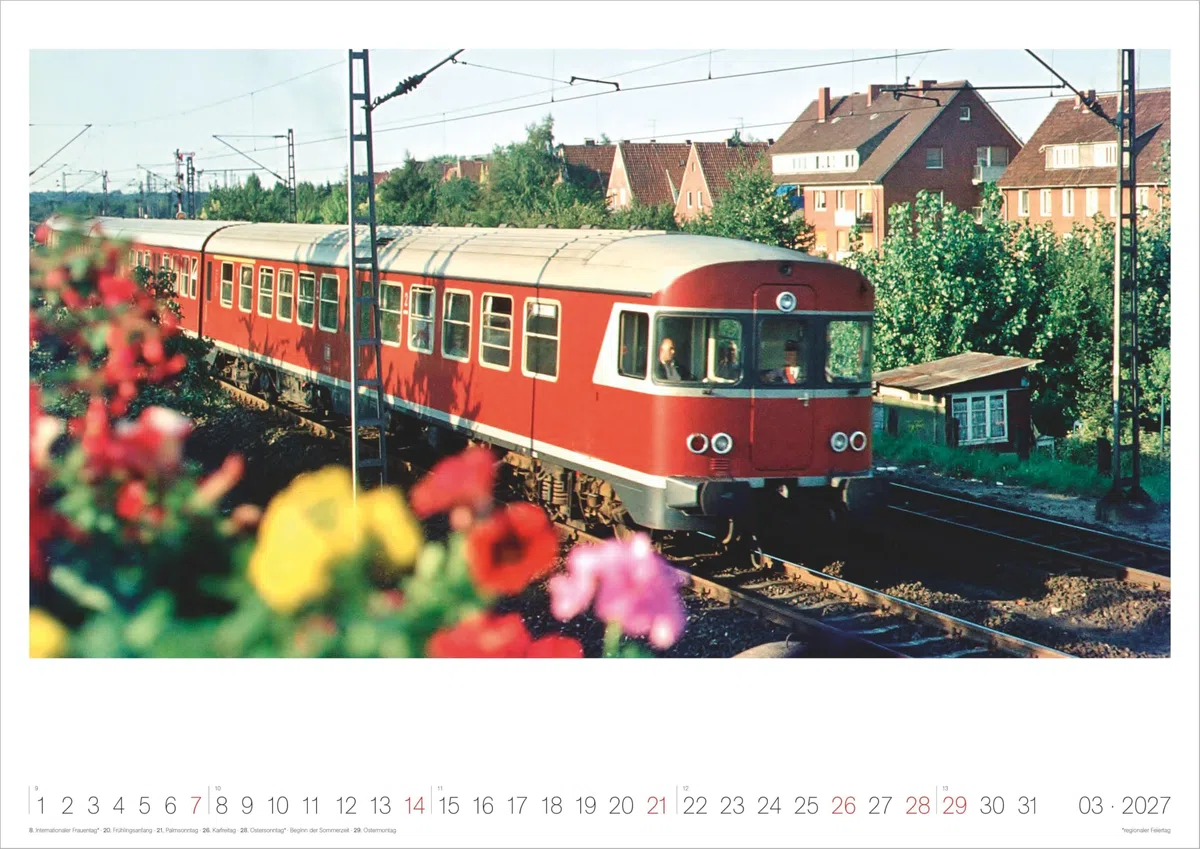 Eisenbahn-Nostalgie 2027: Wandkalender42x29,7 cm mit 12 Dampflok- und Eisenbahn-Motiven, sprachneutralem Kalendarium und Spiralbindung