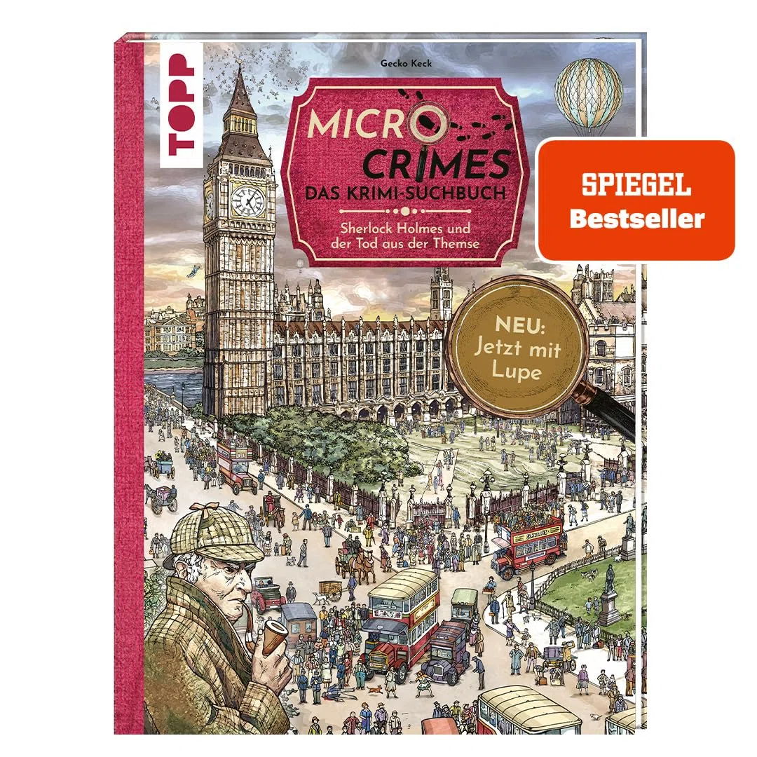 Micro Crimes. Das Krimi-Suchbuch. Sherlock Holmes und der Tod aus der Themse: Finde Verbrecher im Gewimmel von London 1920. Wimmel-Rätsel für ... zum Suchen und Finden, Band 1)
