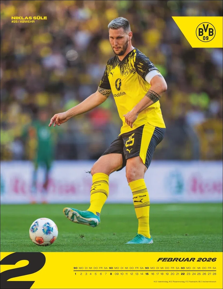 BVB Posterkalender 2026: Jahres-Wandkalender 2026 für Fußballfans. Fotokalender mit den Stars von Borussia Dortmund. Kalender im Hochformat 34 x 44 cm. (Bundesliga Kalender Heye)