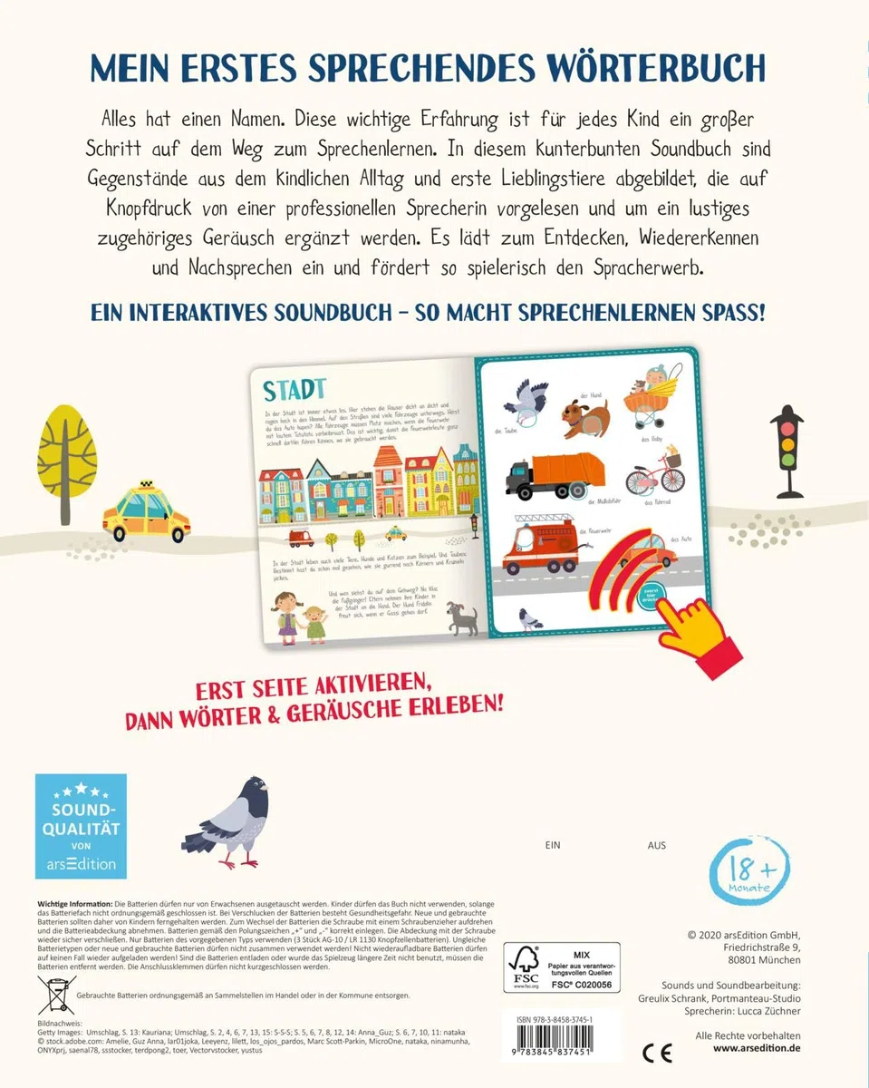 Mein sprechendes Soundbuch – Erste Wörter: 50 Wörter & Geräusche | Hochwertiges Soundbuch mit gesprochenen Wörtern und dazugehörigen Sounds für Kinder ab 24 Monaten (Mein großes Geräuschebuch)