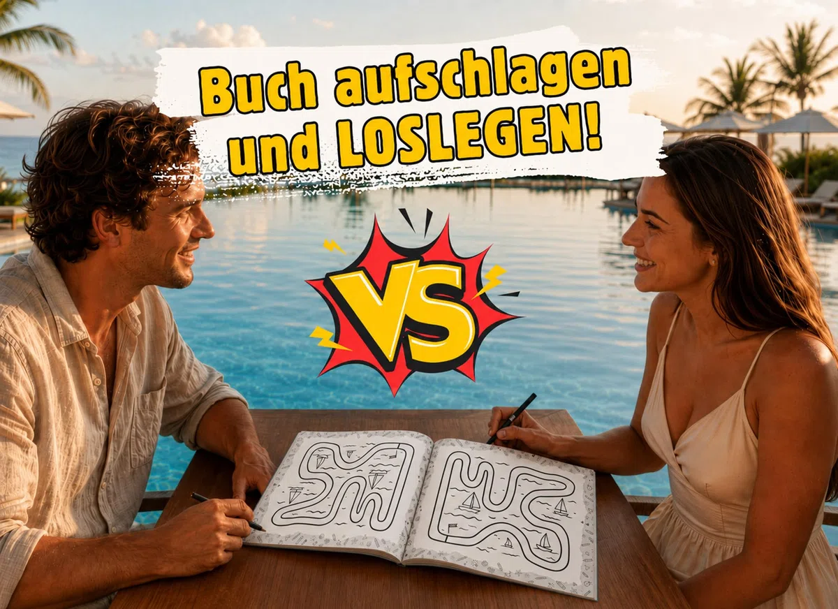 1 gegen 1 Reiseduell: Stift und Papier Minispiele für Zwei | Reisespiele ohne Hilfsmittel | Beschäftigung im Urlaub für Erwachsene, Paare, Familien & Kinder ab 10 Jahre | Ideal für Autofahrten