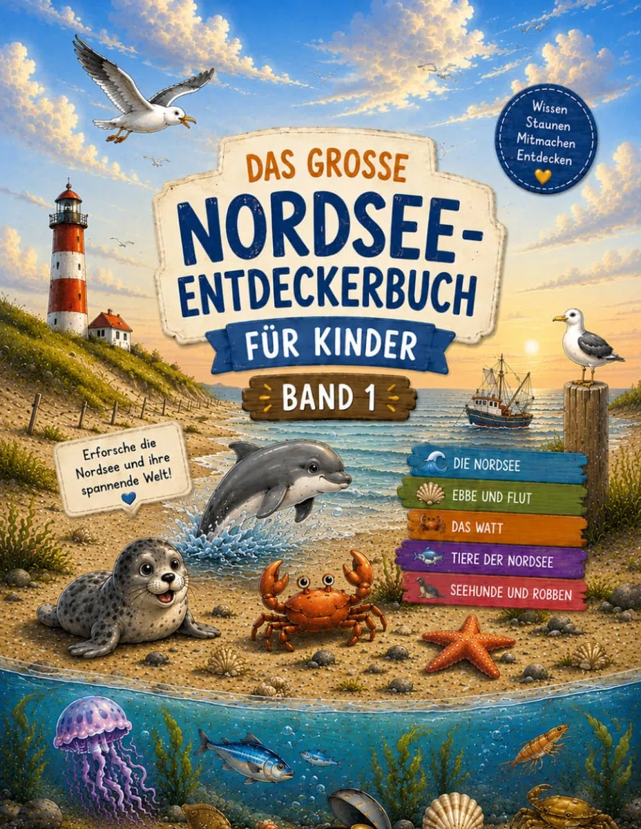 Das große Nordsee-Entdeckerbuch für Kinder: Wissen, Mitmachseiten und spannende Abenteuer rund um Watt, Ebbe und Flut, Meerestiere und Robben | Band 1 (Küstenkinder, Band 2)