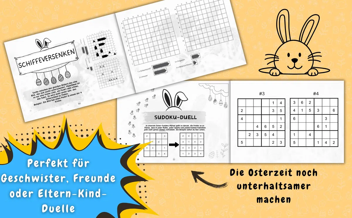 Das große 1gegen1 Oster-Duell: Das perfekte Ostergschenk | Mit Oster-Quiz, Sudoku, Labyrinthen und weiteren spannenden Duell-Aufgaben für Zwei! Spielend durch die Osterzeit!