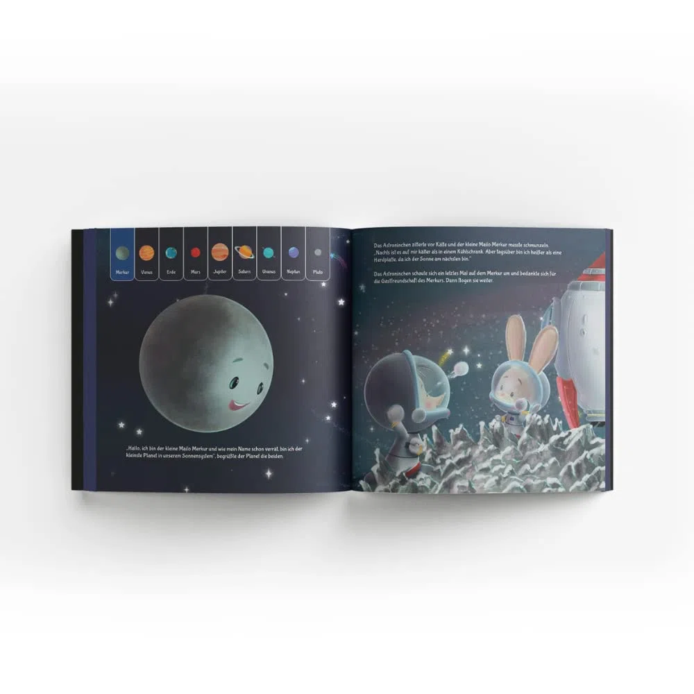 Astroninchen greift nach den Sternen! Das Weltraum-Abenteuer des pelzigsten Astronauten der Welt. Ein Kaninchen nimmt die geheimnisvollen Planeten unter die Lupe. Astronomie-Kinderbuch ab 3 Jahren.
