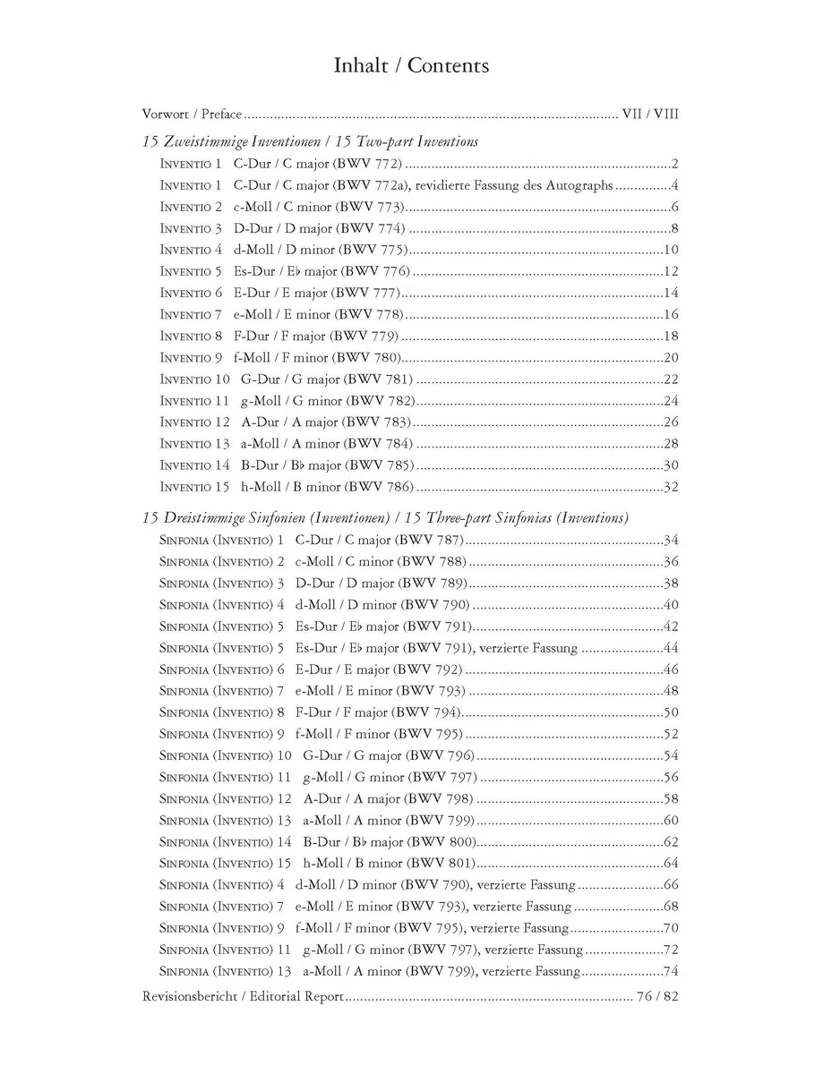 15 zweistimmige Inventionen BWV772-786 und 15 dreistimmige Sinfonien BWV787-801: Urtext (Edition Peters)