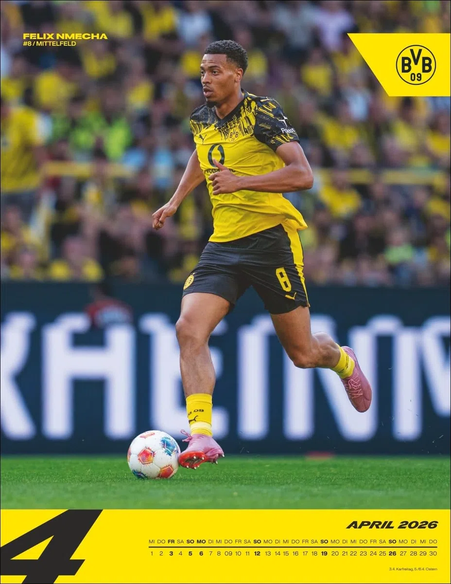 BVB Posterkalender 2026: Jahres-Wandkalender 2026 für Fußballfans. Fotokalender mit den Stars von Borussia Dortmund. Kalender im Hochformat 34 x 44 cm. (Bundesliga Kalender Heye)