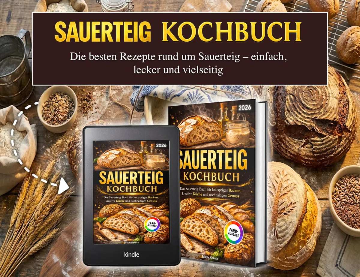 Sauerteig Kochbuch: Das Sauerteig Buch für knuspriges Backen, kreative Küche und nachhaltigen Genuss | Vollbebildert