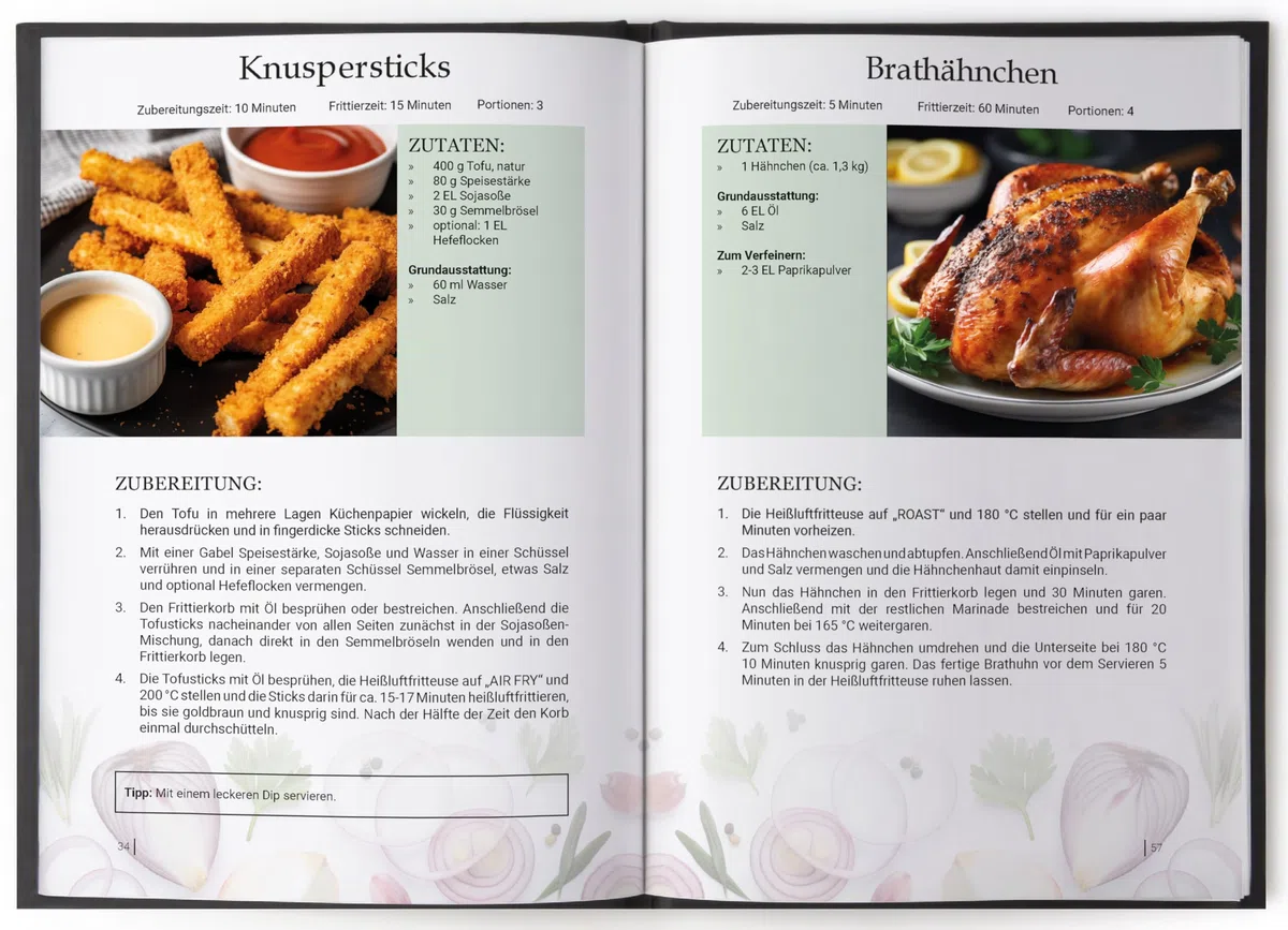 XXL Ninja Airfryer Kochbuch Premium [FARBAUSGABE]: Vielfältige Rezeptideen für jeden Anlass - wenig Fett, viel Geschmack | kompatibel mit allen Modellen: Dual Zone & Co. | Heißluftfritteuse Rezeptbuch