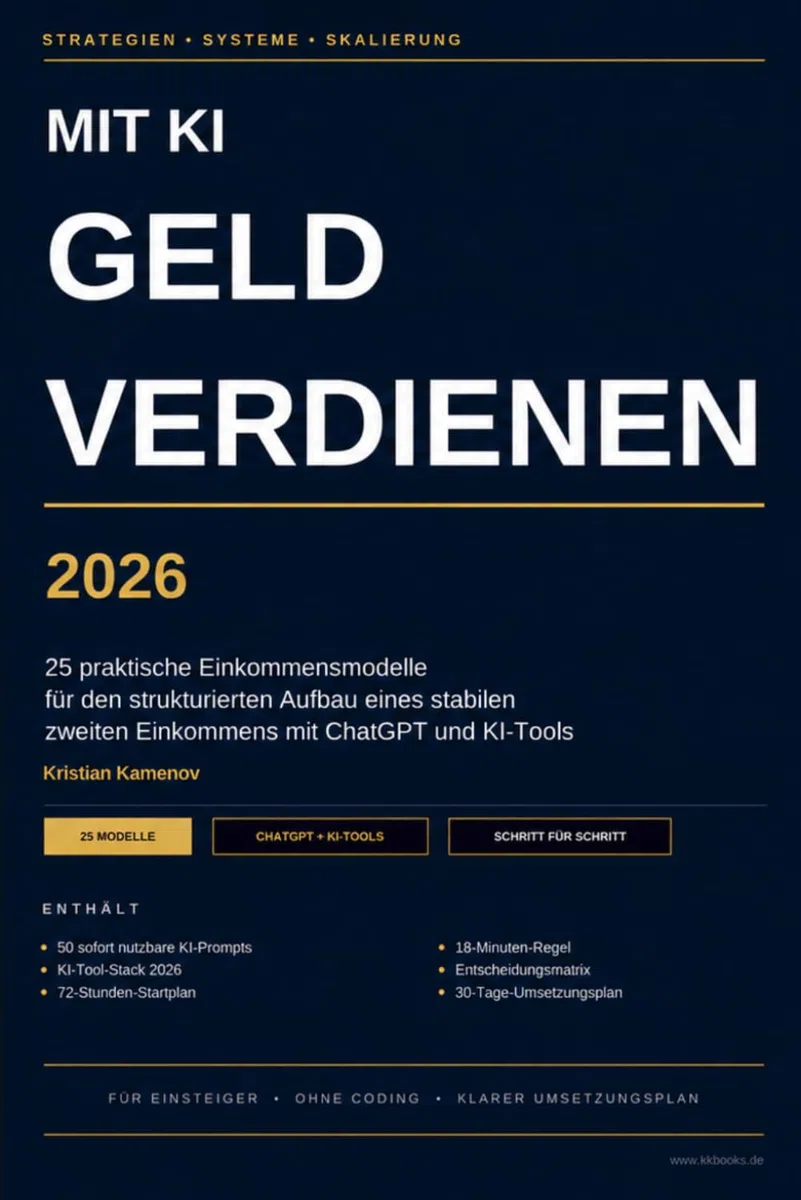 Mit KI Geld verdienen: 25 erprobte Strategien für ein stabiles zweites Einkommen mit ChatGPT & KI-Tools
