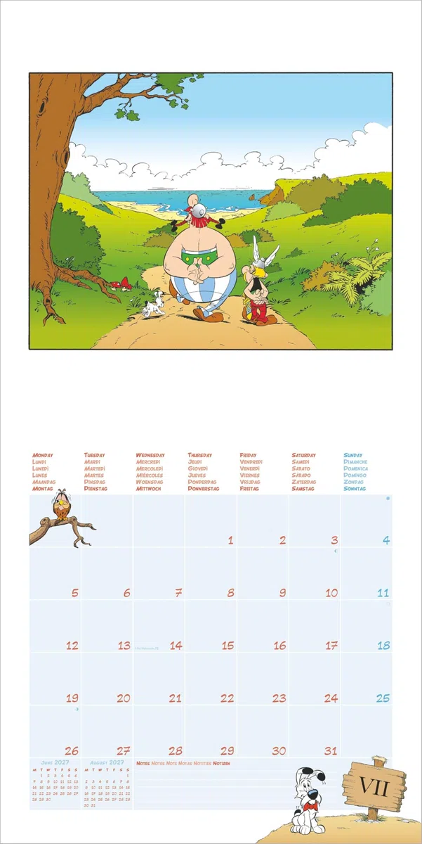 Asterix & Obelix 2027: Wandkalender 30x30 cm (30x60 cm geöffnet) mit Notizkalendarium, 12 Illustrationen und 6-sprachiges Kalendarium