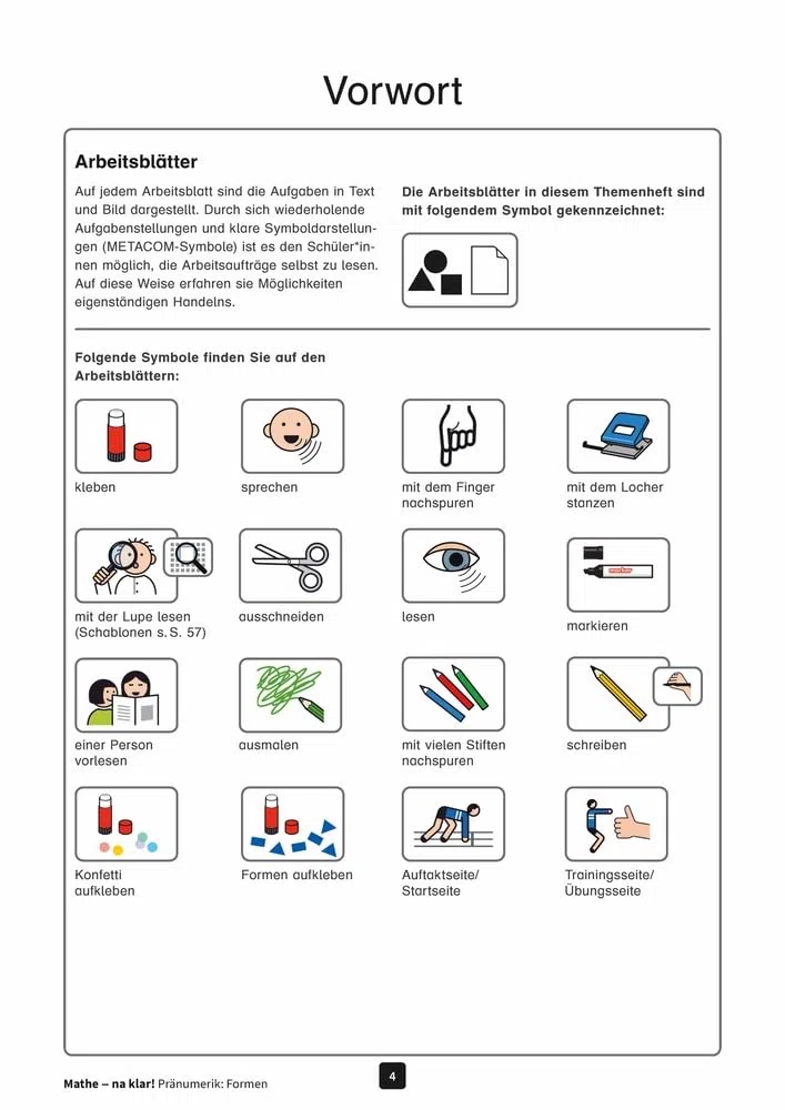 Mathe - na klar! Pränumerik: Formen: Differenzierte Arbeitsblätter zur systematischen Förderung. Mit METACOM-Symbolen (Sonderpädagogische Förderung - Geistige Entwicklung)