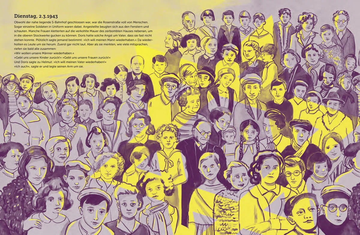 Damals in der Rosenstraße: Als Frauen und Kinder sich gegen die Nazi-Diktatur stellten | Kinderbuch, das den Holocaust für Kinder erklärt. Mit beeindruckenden Illustrationen.