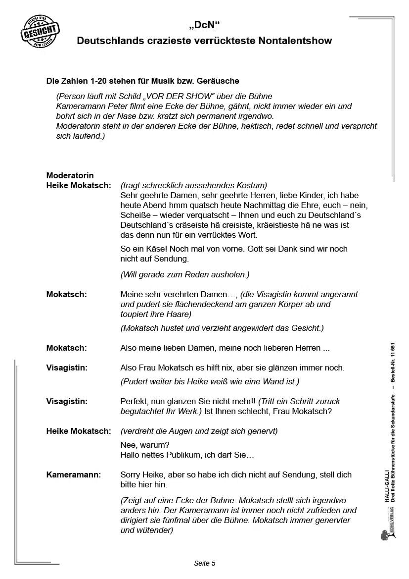 Halli-Galli Theaterstücke Sekundarstufe Klasse 5 6 7 8 Theater-AG Jugendtheater | 3 Bühnenstücke Nontalentshow Vampir Krimi Komödie Sozialtheater 64 ... flotte Bühnenstücke für die Sekundarstufe