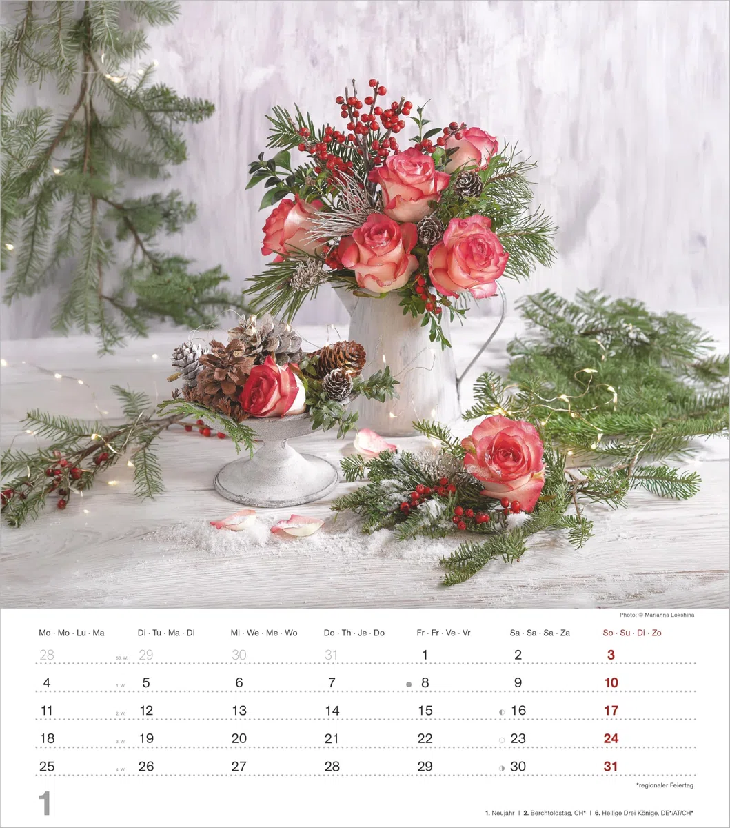 Der Duft der Rosen 2027: Wandkalender 30x34 cm mit 12 Rosenarrangements, Duftlack und Platz für Notizen