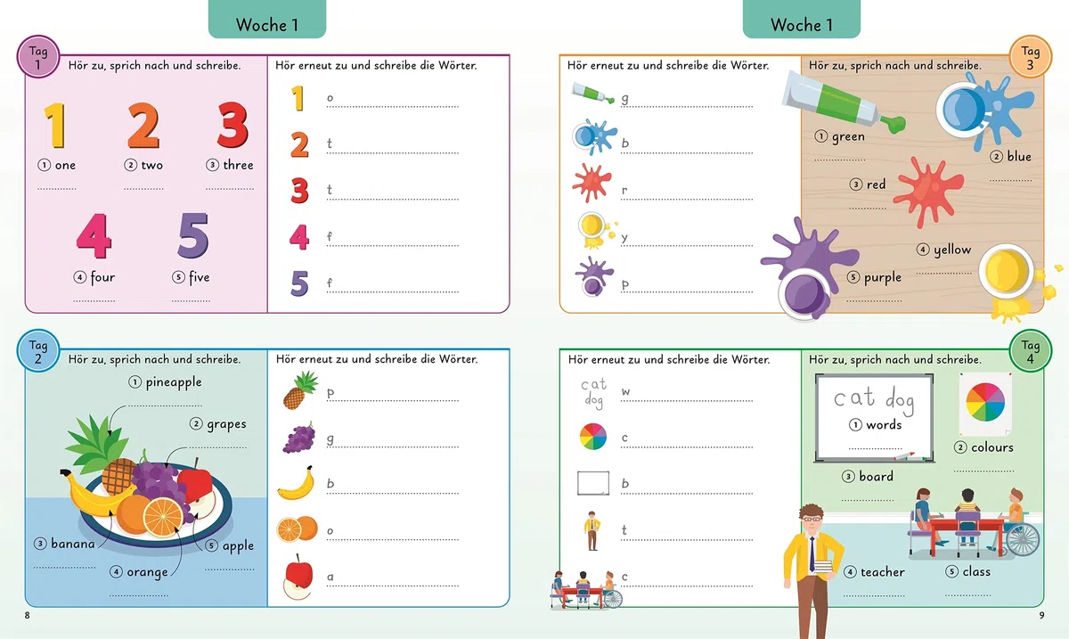 Englisch für clevere Kids - 5 Wörter am Tag: 1000 englische Wörter lernen und üben. Mit kostenlosen Audio-Daten (App und Online)
