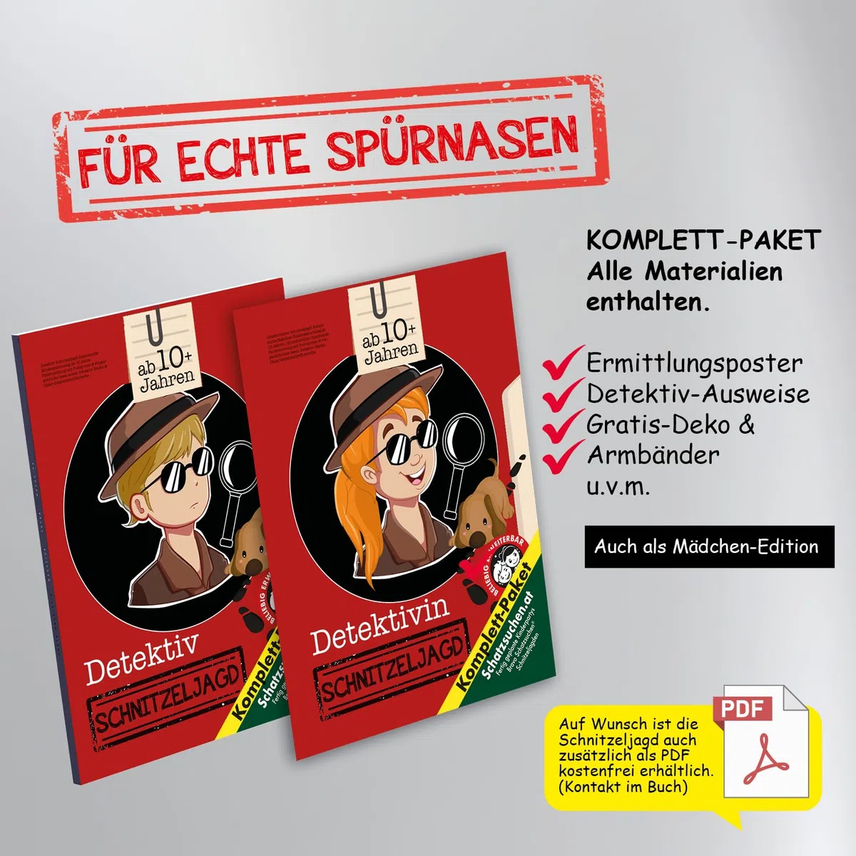 Detektiv Schnitzeljagd Schatzsuche Kindergeburtstag ab 10 Jahre: Fallermittlung mit Fußspuren & Fingerabdrücke lesen sowie Detektiv-Hacks & Cäsar-Geheimschriftscheibe (Bravo Schatzsuche)