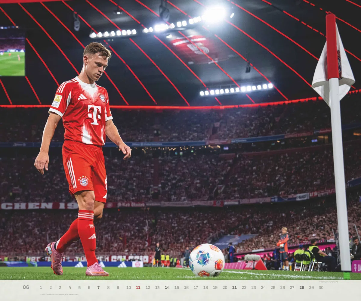 N Neumann - FC Bayern München 2026 – Wandkalender 60x50 cm mit 12 Monatsblättern, deutschem Kalendarium & Spiralbindung, offizieller Fußball-Fankalender mit Stadion- & Team-Fotografien