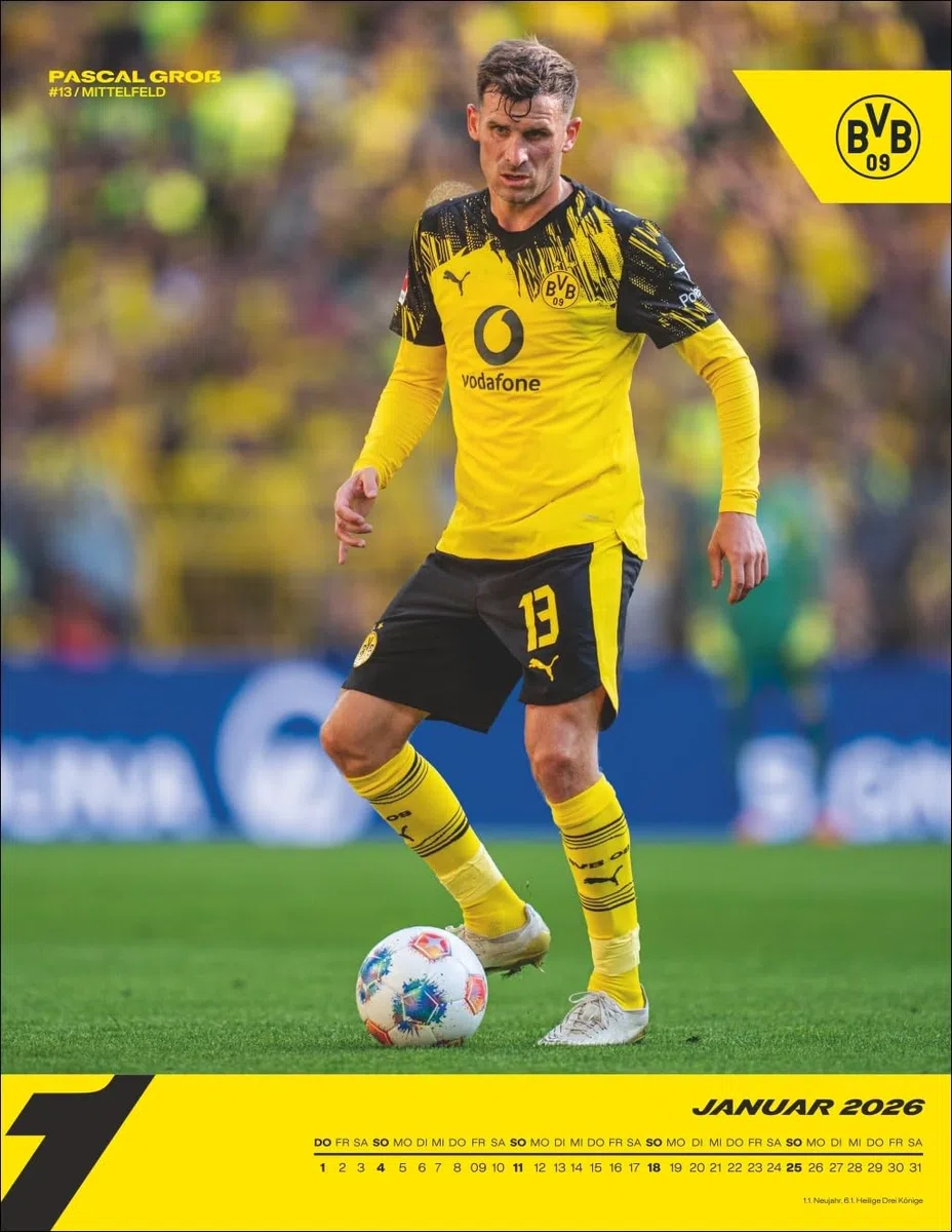 BVB Posterkalender 2026: Jahres-Wandkalender 2026 für Fußballfans. Fotokalender mit den Stars von Borussia Dortmund. Kalender im Hochformat 34 x 44 cm. (Bundesliga Kalender Heye)