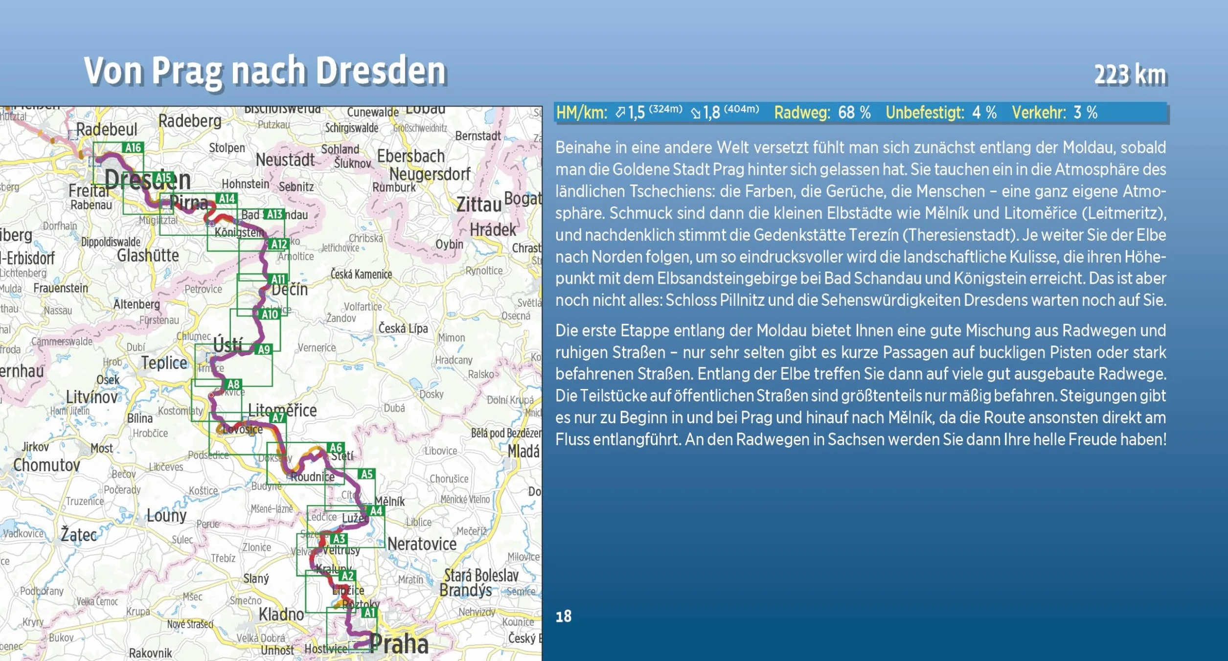Elbe-Radweg / Elbe-Radweg 1: Von Prag nach Magdeburg, 1:75.000, 521 km, GPS-Tracks Download, LiveUpdate, Übernachtungsverzeichnis (Bikeline Radtourenbücher)