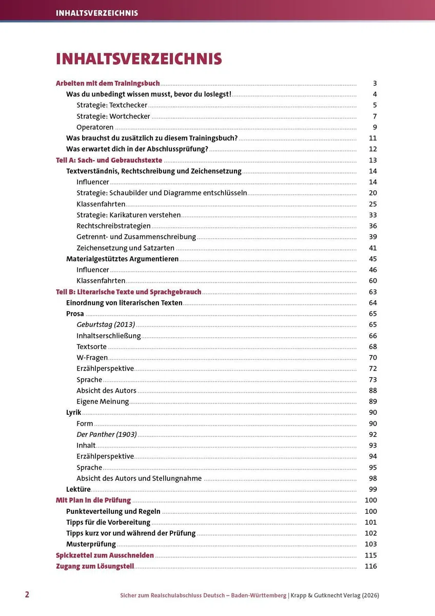 Sicher zum Realschulabschluss Deutsch Baden-Württemberg neues Prüfungsformat 2027: Trainingsbuch mit Lösungen, Arbeitsheft, Prüfungsvorbereitung, Lernmittel (Prüfungsvorbereitung: Baden-Württemberg)