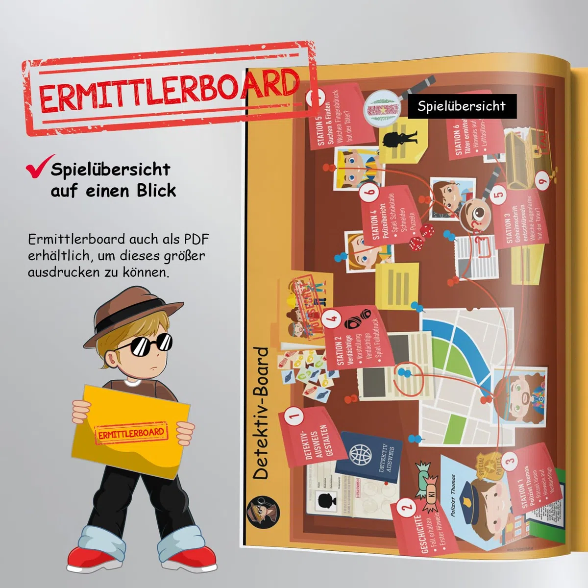 Schnitzeljagd Detektive Kindergeburtstag ab 6 Jahre: Kreativ geplante Schatzsuche - Fallermittlung mit Fußspuren & Fingerabdrücke lesen - Sofort Startklar! (Bravo Schatzsuche)
