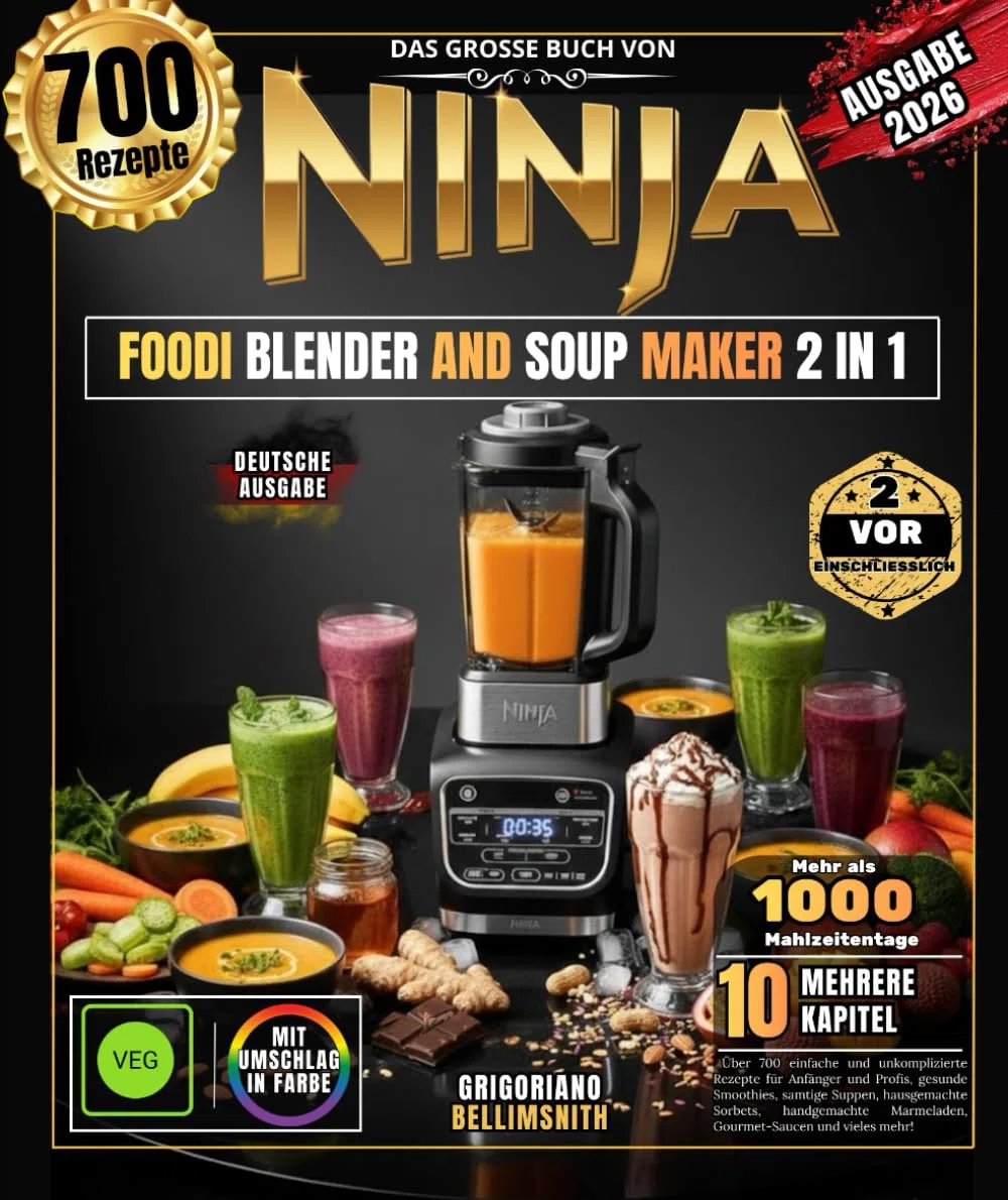 DAS GROSSE BUCH VON NINJA FOODI BLENDER AND SOUP MAKER 2 IN 1: Über 700 einfache und unkomplizierte Rezepte für Anfänger und Profis, gesunde ... Marmeladen, Gourmet-Saucen und vieles mehr!