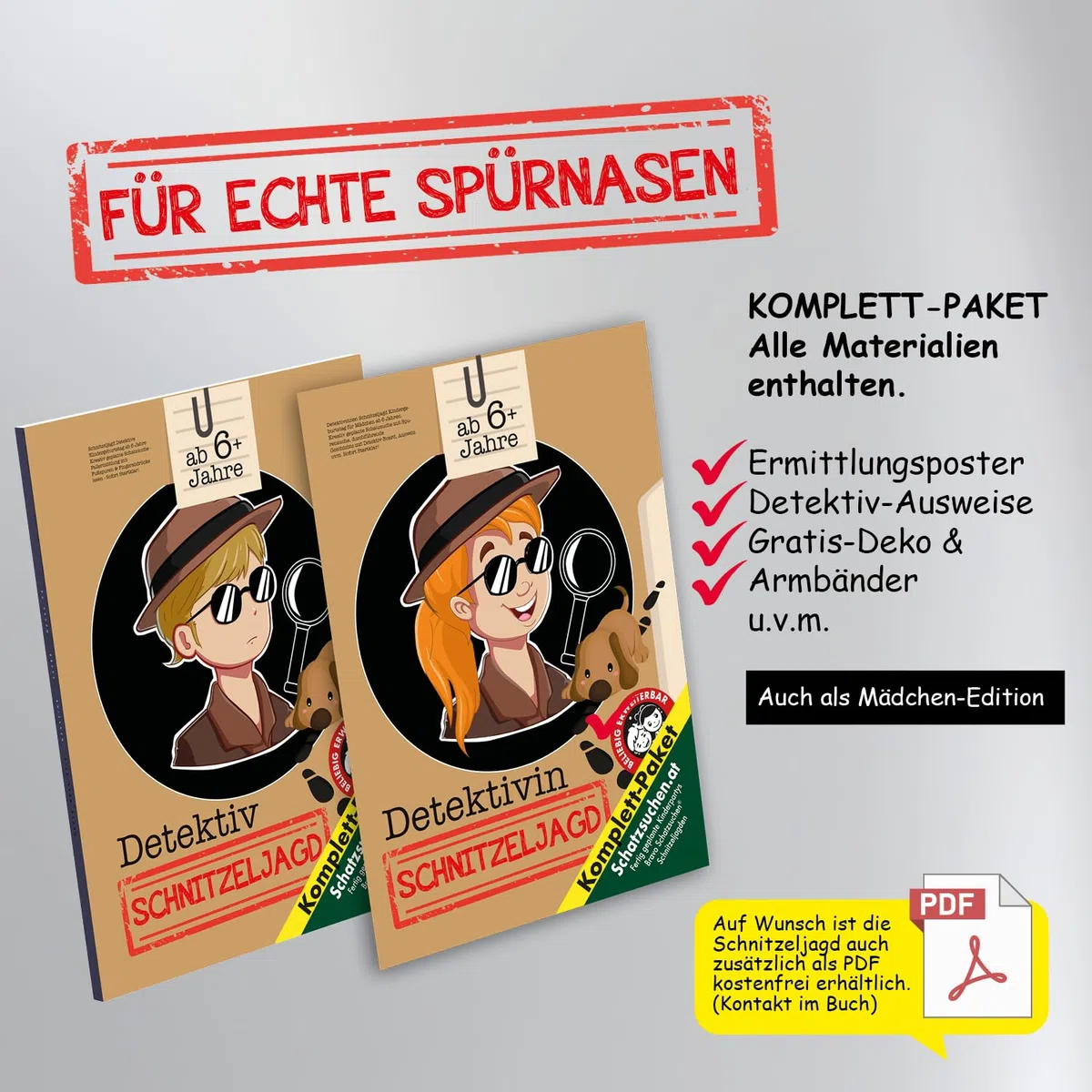 Schnitzeljagd Detektive Kindergeburtstag ab 6 Jahre: Kreativ geplante Schatzsuche - Fallermittlung mit Fußspuren & Fingerabdrücke lesen - Sofort Startklar! (Bravo Schatzsuche)