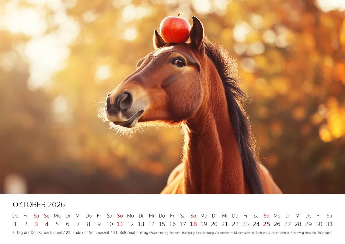 Edition Seidel Premium Kalender Der etwas andere Pferde Kalender 2026 Format DIN A4 Wandkalender Pferdekalender Tiere Stute Hengst Fohlen lustiges Pferd