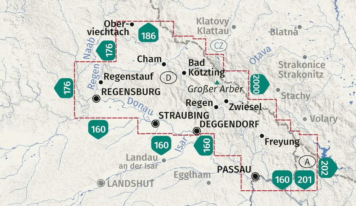 KOMPASS Wanderkarten-Set 198 Bayerischer Wald (3 Karten) 1:50.000: Wander- und Fahrradkarte in einem - inklusive Offline-Verwendung in der KOMPASS-App. Wander-& Radwege. Skitouren. Langlaufen.