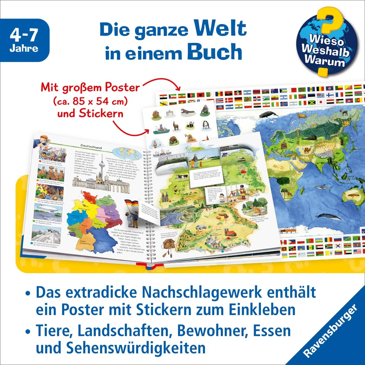 Wieso? Weshalb? Warum? Sonderband - Mein erster Weltatlas (Sachbuch ab 4 Jahre - mit Klappen, Stickern und riesigem Poster)