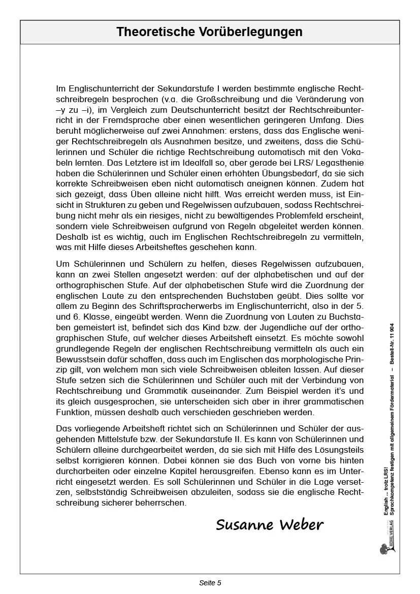 Englisch LRS Förderung Sekundarstufe Klasse 7 8 9 10 11 12 13 Legasthenie | Grammatik Wortschatz Rechtschreibung Sprachkompetenz ... Allgemeines Fördermaterial, besonders für LRS
