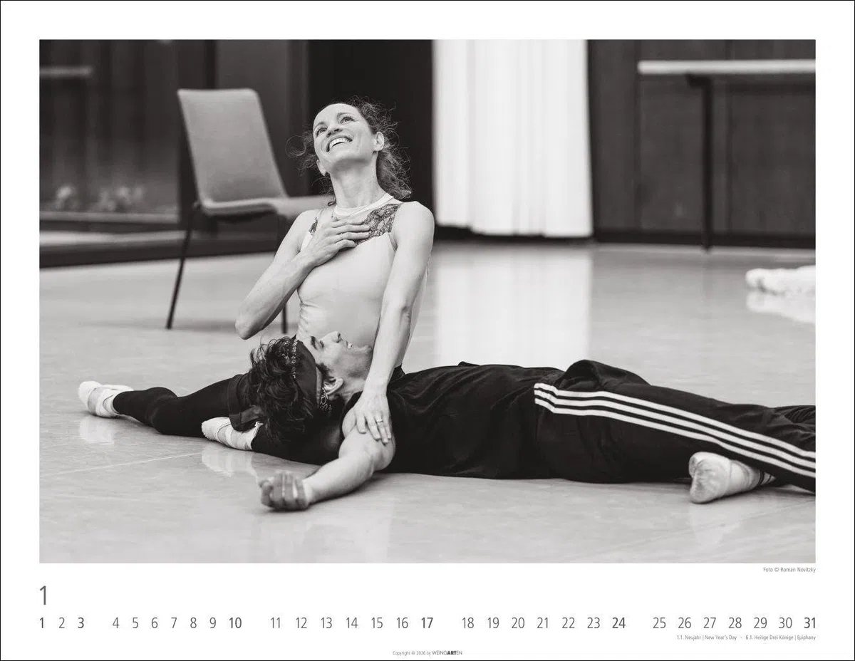 Ballettsaal - Stuttgarter Ballett Kalender 2027 - Stuttgarter Ballett: Die ganze Eleganz und Kraft der Tänzer:innen in einem großen Fotokalender. ... für Tanzbegeisterte. 44 x 34 cm. Querformat