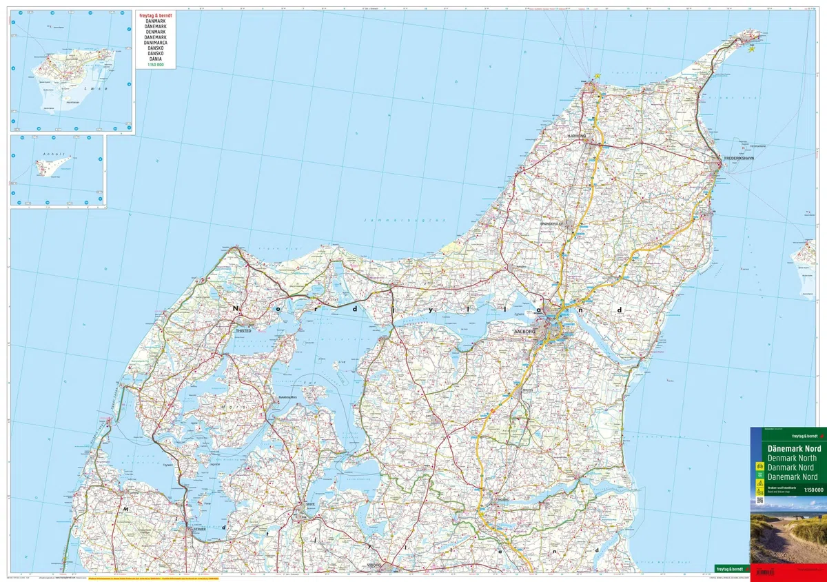 Dänemark Nord und Süd, Autokarten Set 1:150.000: 2 Blätter in Kunststoff-Hülle mit Infoguide und Top Tips