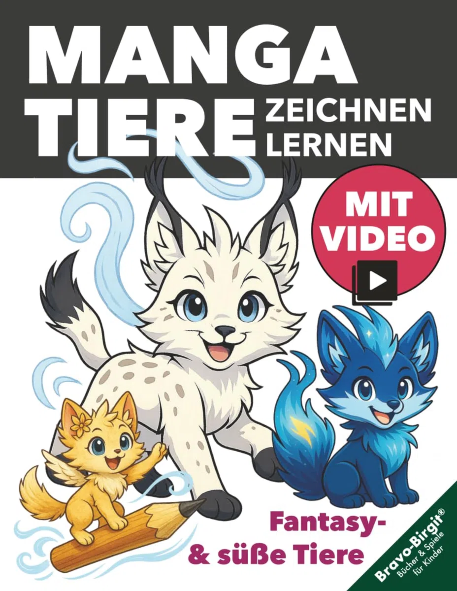 Manga-Tiere zeichnen lernen – für Kinder ab 8 mit tollen Zeichen-Videos: Süße Anime-Tiere mit Steckbriefen und Mitmachideen | einfache Schritt-Anleitung