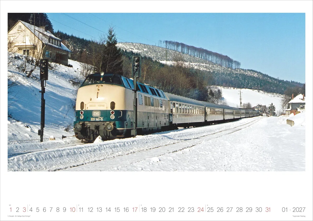 Eisenbahn-Nostalgie 2027: Wandkalender42x29,7 cm mit 12 Dampflok- und Eisenbahn-Motiven, sprachneutralem Kalendarium und Spiralbindung
