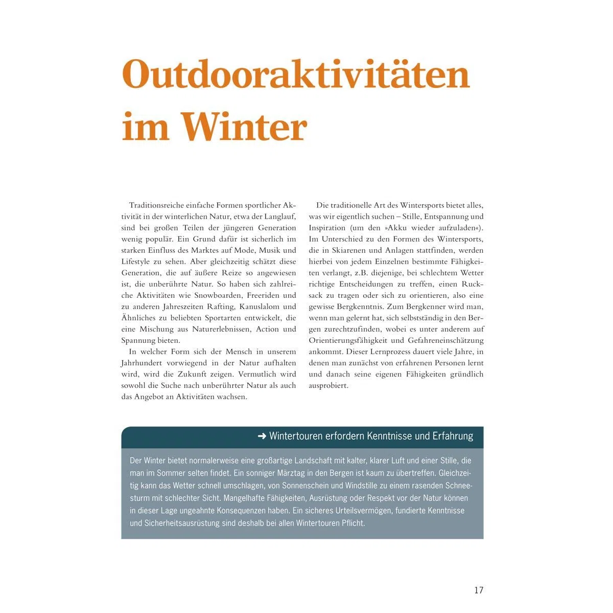 outdoor im Winter: Ausrüstung, Sicherheit und Know-how für Wintertouren