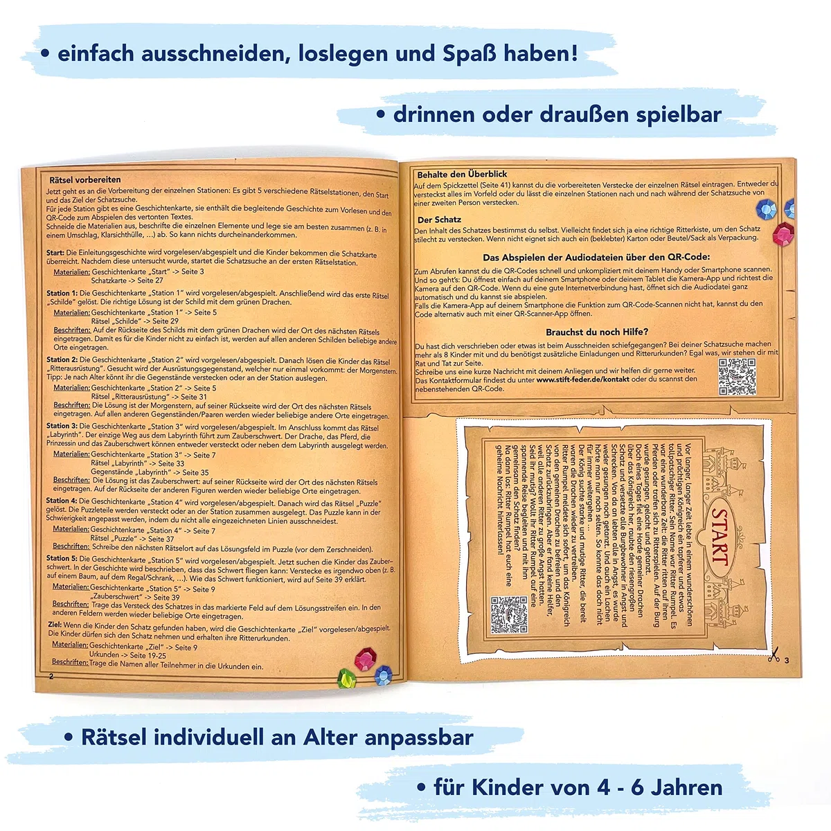 Schatzsuche inkl. spannendem Hörspiel für Kinder von 4-6 Jahren - Ritter Rumpel und der Drachenschatz: Das Schnitzeljagd-Komplettpaket (Fertig geplante Schatzsuchen für den Kindergeburtstag)