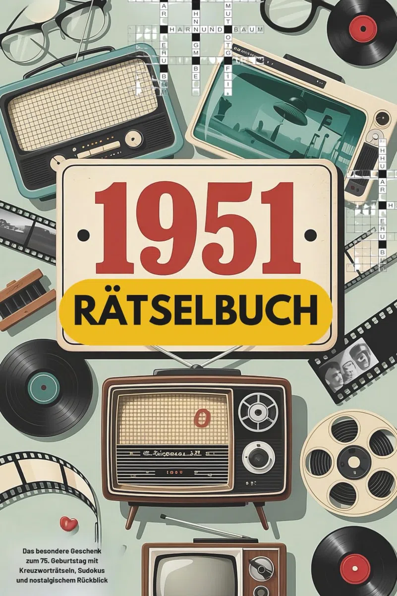 1951 – Rätselbuch: Das besondere Geschenk zum 75. Geburtstag mit Kreuzworträtseln, Sudokus und nostalgischem Rückblick