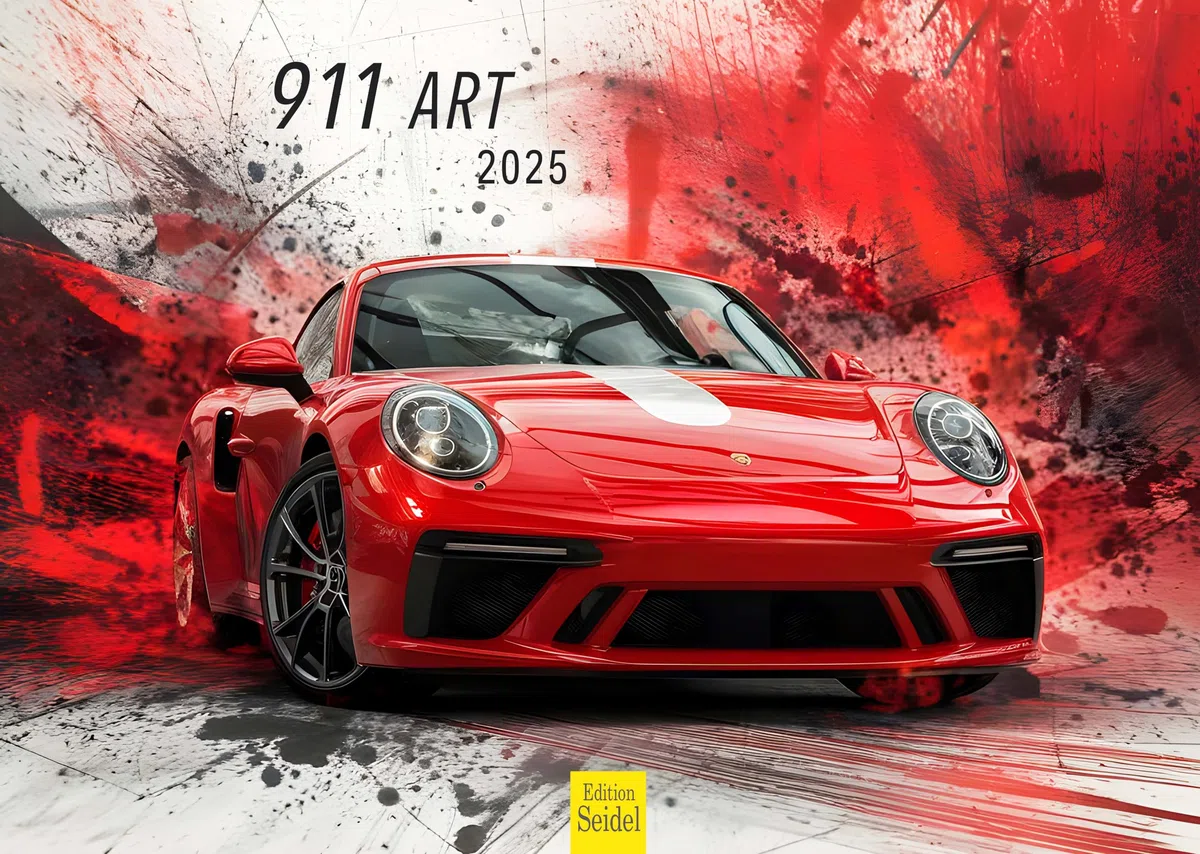 Edition Seidel Premium Kalender 911 Art 2025 Format DIN A3 Wandkalender Autokalender Auto Luxus Wagen Bunt Modern Pop Art Style