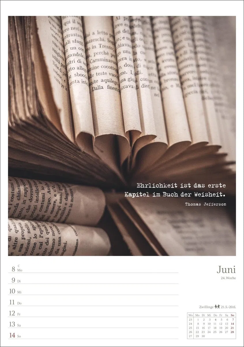 Leben mit Büchern Wochenplaner 2026 - 53 Blatt mit Weisheit der Woche auf der Rückseite: Jede Woche eine Weisheit zur Bücherliebe. Termin-Kalender zum ... zur Lesefreude (Wochenplaner Harenberg)