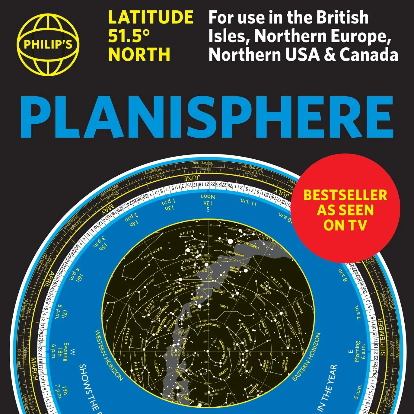 Philip's Planisphere (Latitude 51.5 North): For use in Britain and Ireland, Northern Europe, Northern USA and Canada (Philip's Stargazing)