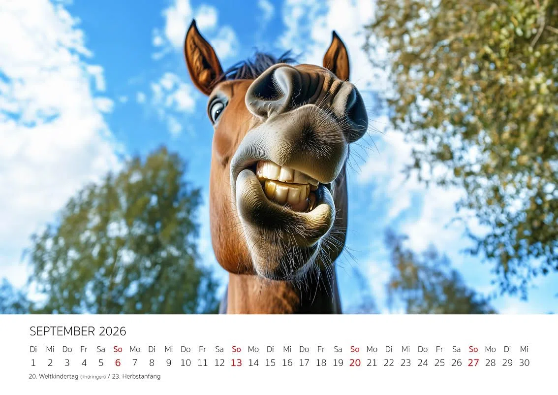 Edition Seidel Premium Kalender Der etwas andere Pferde Kalender 2026 Format DIN A4 Wandkalender Pferdekalender Tiere Stute Hengst Fohlen lustiges Pferd